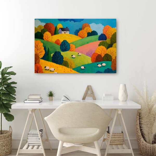 Quadro su tela – Paesaggio autunnale con pecore