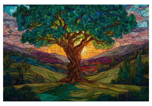 Quadro su tela – Albero della vita nel paesaggio