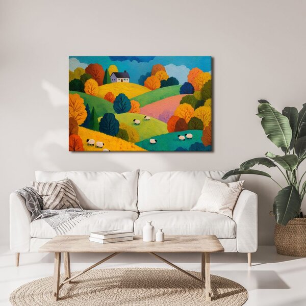 Quadro su tela – Paesaggio autunnale con pecore
