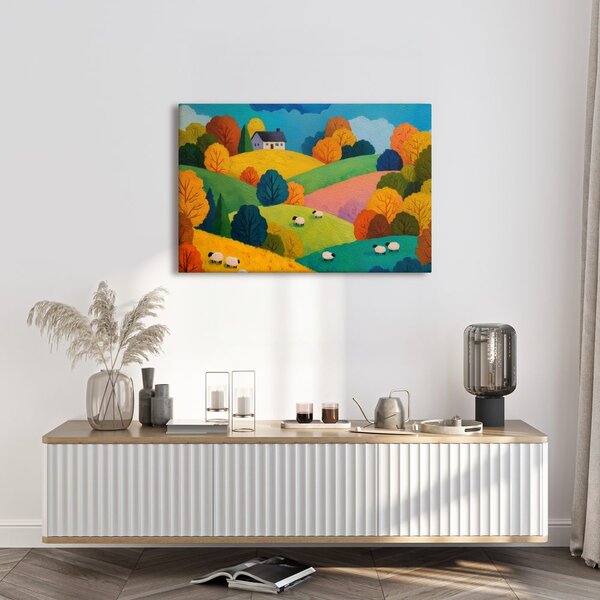 Quadro su tela – Paesaggio autunnale con pecore