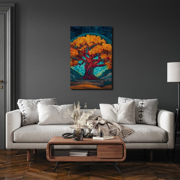 Quadro su tela – Splendente albero della vita di notte