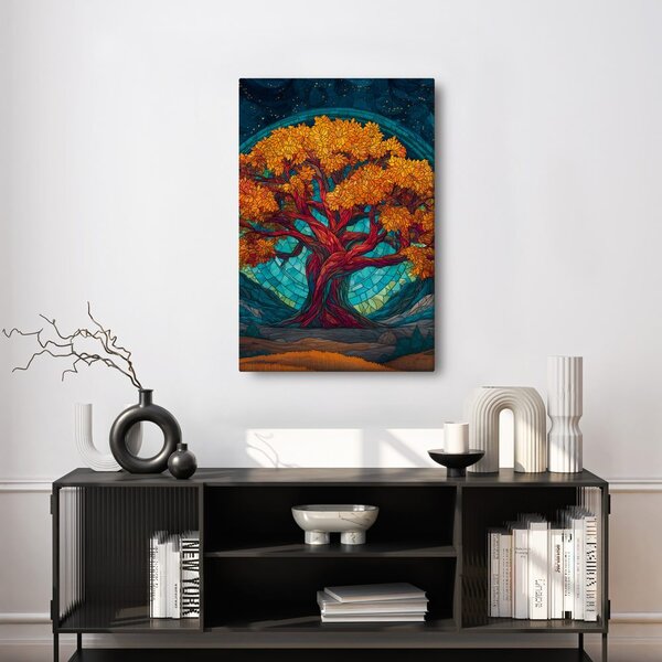 Quadro su tela – Splendente albero della vita di notte