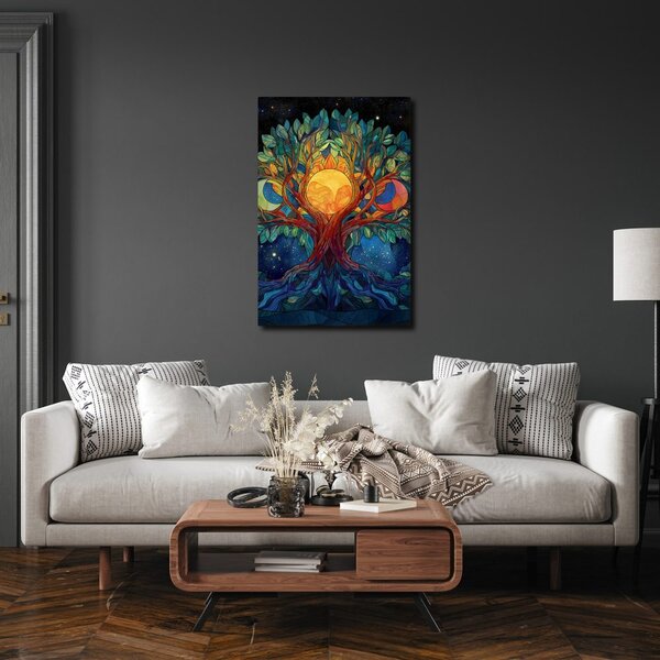 Quadro su tela – Albero della vita mistico con luna