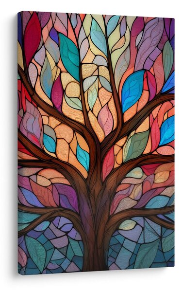 Quadro su tela – Albero della vita in colori arcobaleno