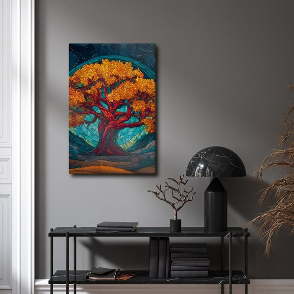 Quadro su tela – Splendente albero della vita di notte