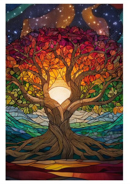 Quadro su tela – Albero della vita mistico e stelle