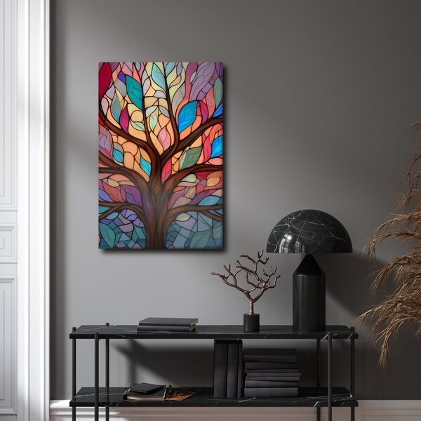 Quadro su tela – Albero della vita in colori arcobaleno