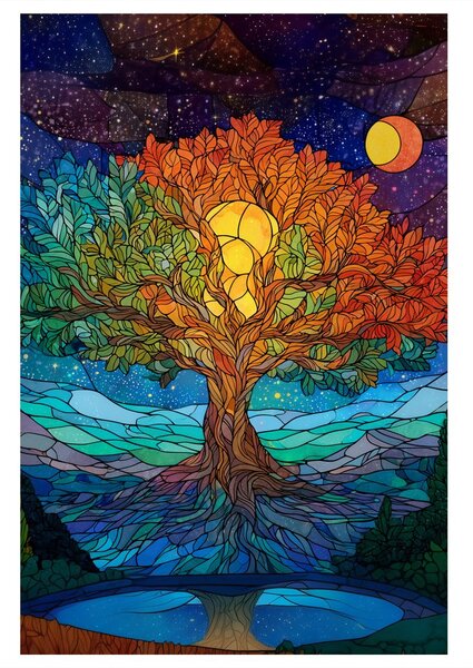 Quadro su tela – Notte magica e albero della vita
