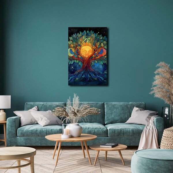 Quadro su tela – Albero della vita mistico con luna