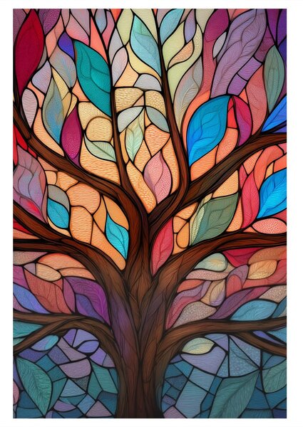 Quadro su tela – Albero della vita in colori arcobaleno