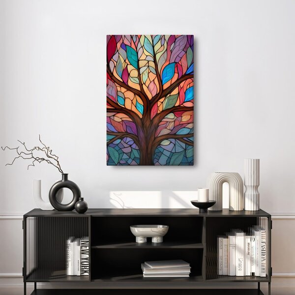 Quadro su tela – Albero della vita in colori arcobaleno