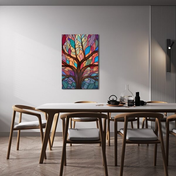 Quadro su tela – Albero della vita in colori arcobaleno