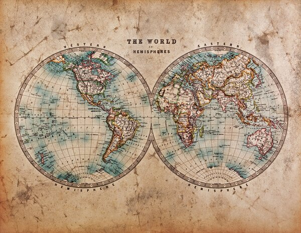 Carta da parati Mappa del mondo, Carta da parati mappe del mondo, Carta da parati popolare, u37860 - Tapeko.it