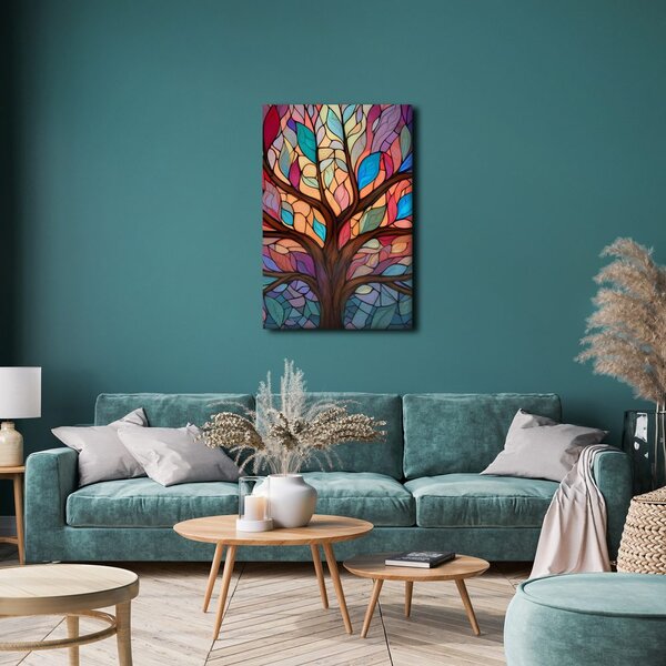 Quadro su tela – Albero della vita in colori arcobaleno