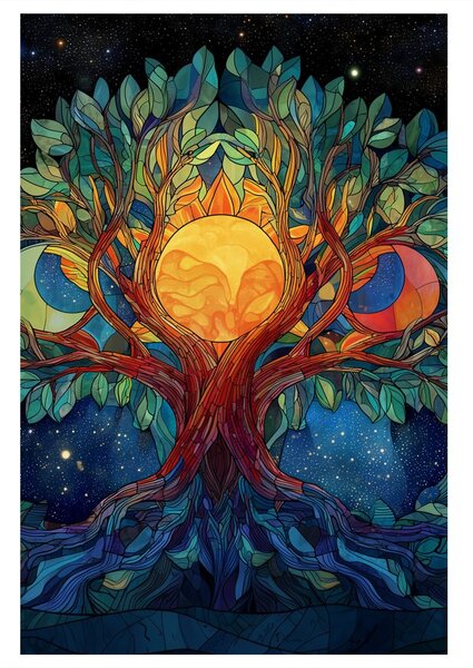 Quadro su tela – Albero della vita mistico con luna