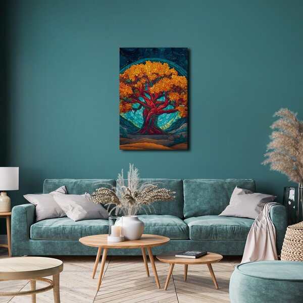 Quadro su tela – Splendente albero della vita di notte