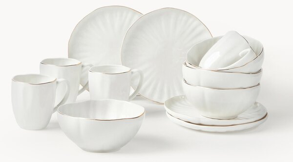 Servizio di stoviglie in porcellana con rilievo Sali, 4 persone (12 pz)