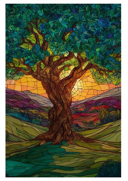 Quadro su tela – Tramonto dietro l'albero