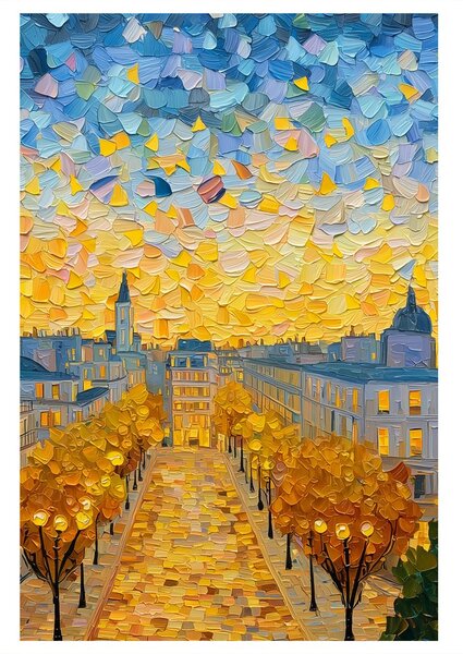 Quadro su tela – Città serale luminosa