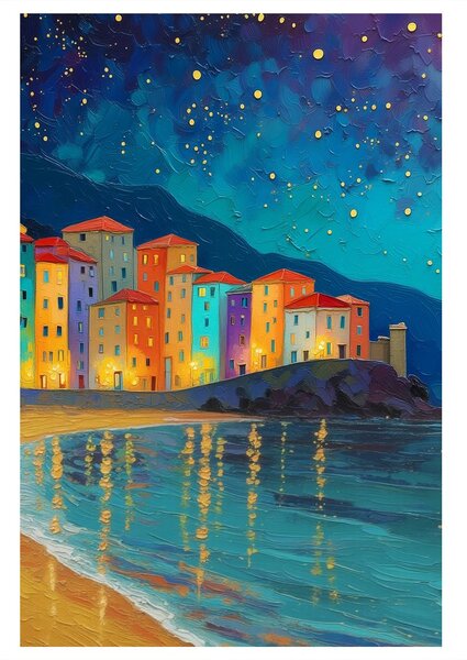 Quadro su tela – Bagliore lunare sulla città