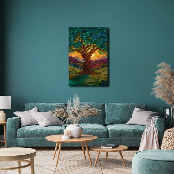 Quadro su tela – Tramonto dietro l'albero
