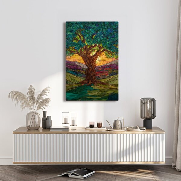 Quadro su tela – Tramonto dietro l'albero