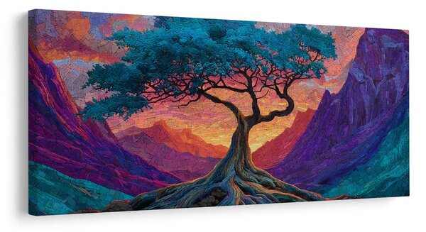 Quadro su tela – Albero della vita nella valle colorata