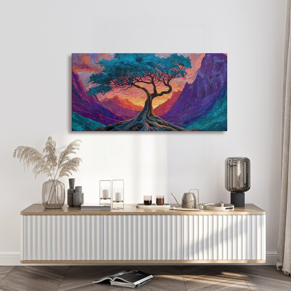 Quadro su tela – Albero della vita nella valle colorata