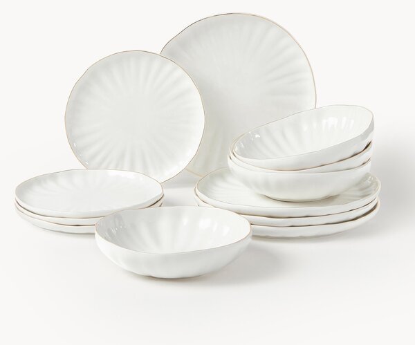 Servizio di piatti in porcellana con rilievo Sali, 4 persone (12 pz)