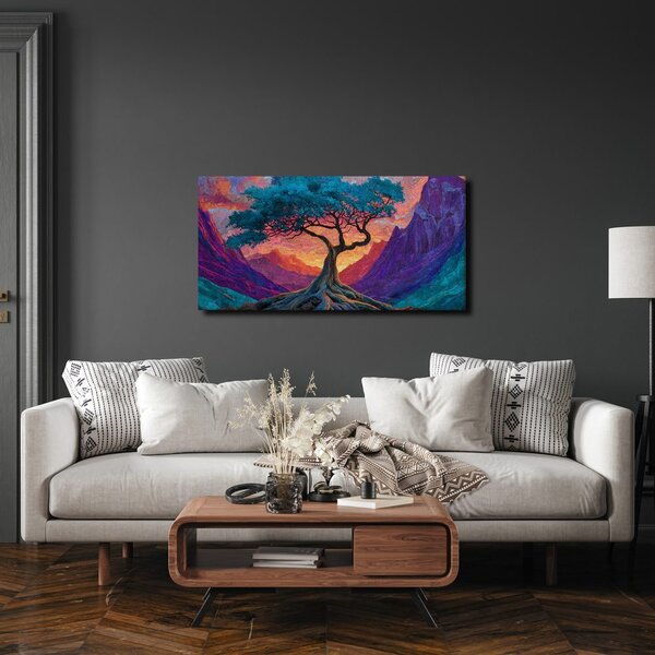 Quadro su tela – Albero della vita nella valle colorata