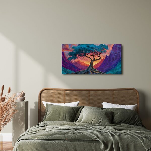 Quadro su tela – Albero della vita nella valle colorata
