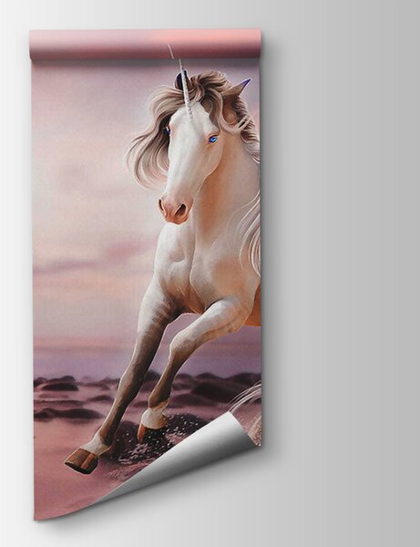 Carta da parati Unicorno che corre sull'acqua, Carta da parati per Bambini, Carta da parati popolare, u38651 - Tapeko.it