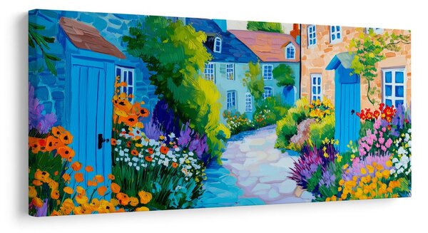 Quadro su tela – Giardino colorato nel vicolo