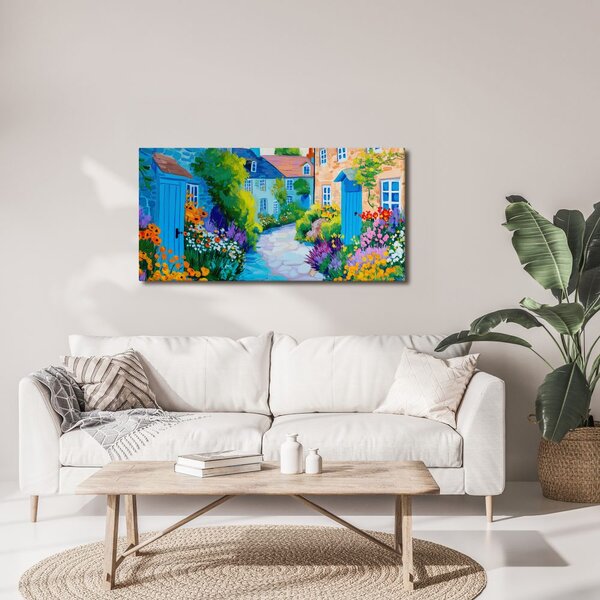 Quadro su tela – Giardino colorato nel vicolo