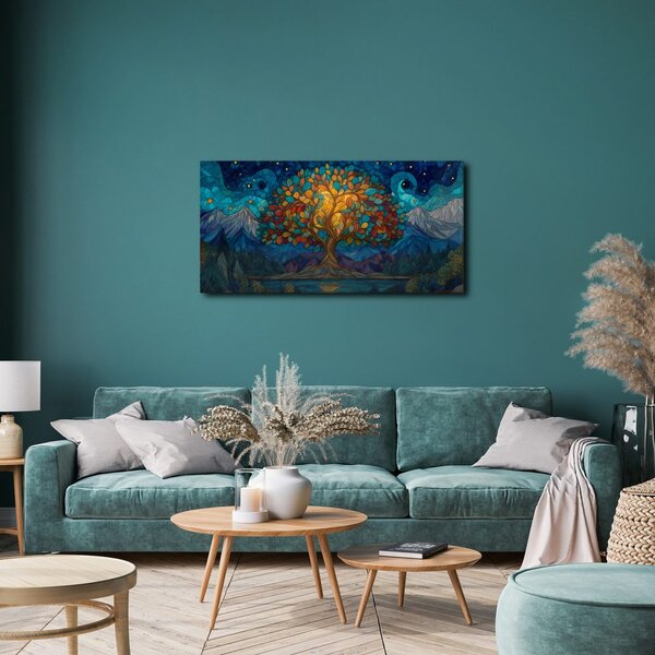 Quadro su tela – Paesaggio notturno con albero della vita
