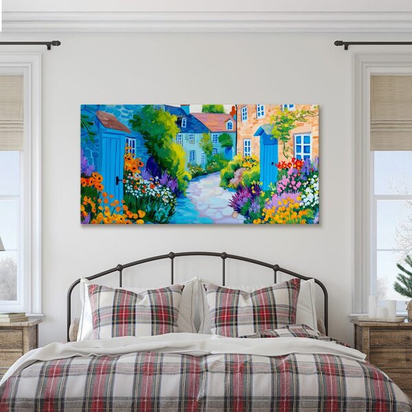 Quadro su tela – Giardino colorato nel vicolo