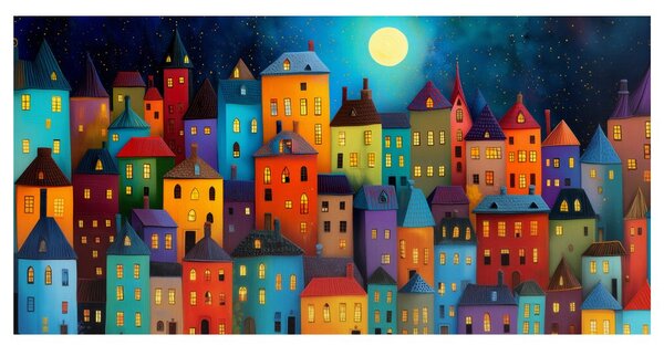 Quadro su tela – Città illuminata di notte