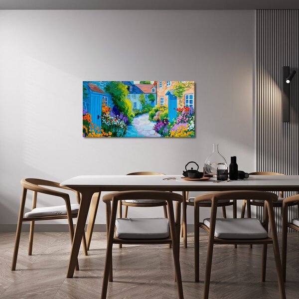 Quadro su tela – Giardino colorato nel vicolo