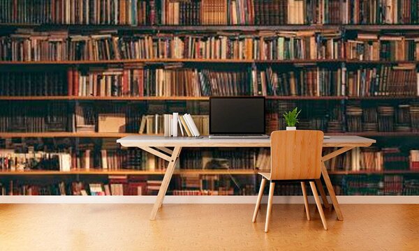 Carta da parati Una grande biblioteca, Carta da parati che aumenta lo spazio, u40004 : Uwalls.it