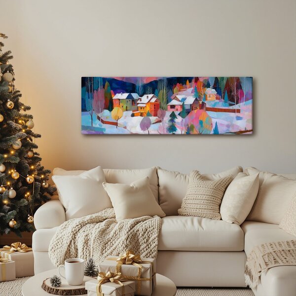 Quadro su tela – Paesaggio natalizio con chalet