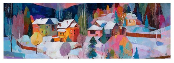 Quadro su tela – Paesaggio natalizio con chalet