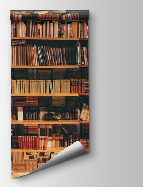 Carta da parati Grande libreria piena di libri, Carta da parati che aumenta lo spazio, Carta da parati popolare, u40004 - Tapeko.it