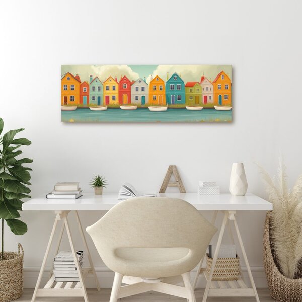 Quadro su tela – Paesaggio floreale con casette