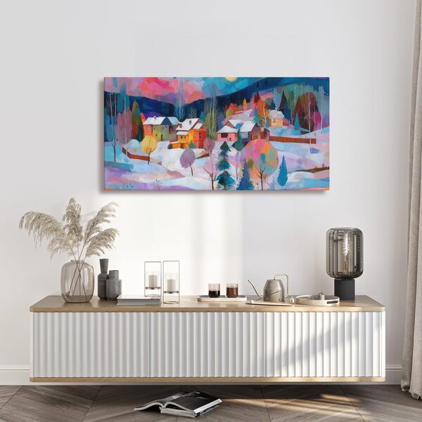 Quadro su tela – Villaggio invernale incantato