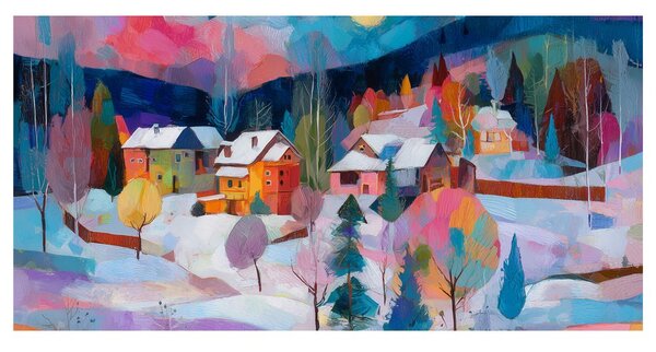 Quadro su tela – Villaggio invernale incantato