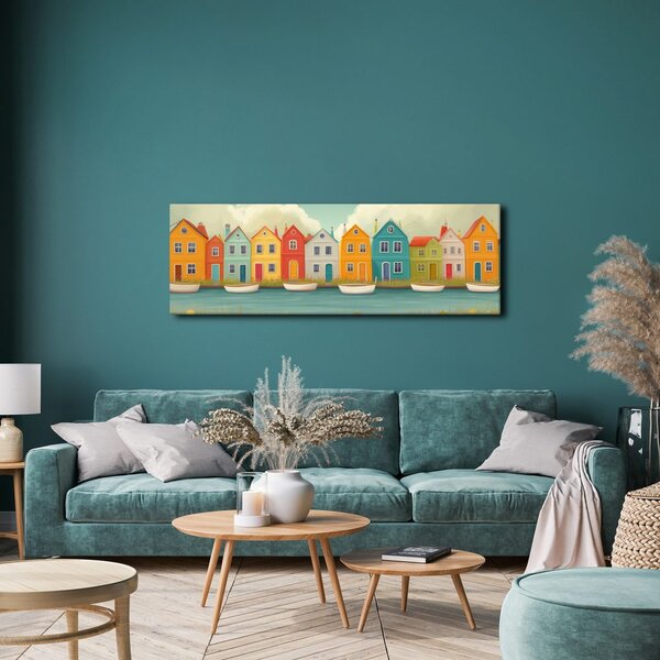 Quadro su tela – Paesaggio floreale con casette