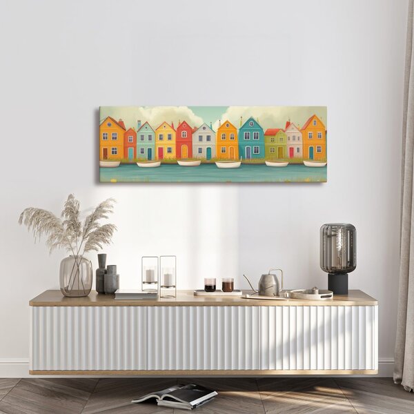 Quadro su tela – Paesaggio floreale con casette