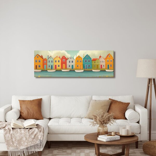 Quadro su tela – Paesaggio floreale con casette