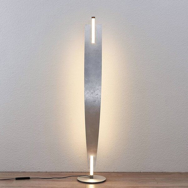 Lucande Lampada LED da terra Marija con effetto argento
