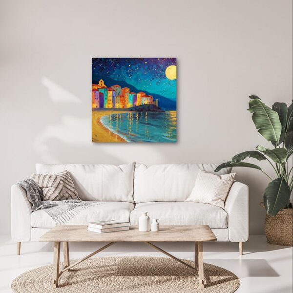 Quadro su tela – Case colorate sulla costa